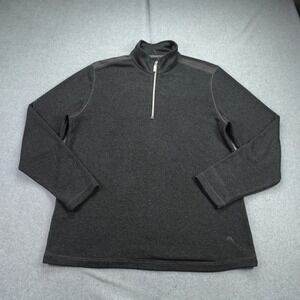 Tommy Bahama Sweater Mens Medium Charcoal Gray 1/4 Zip Mock Neck Marlin Pullover